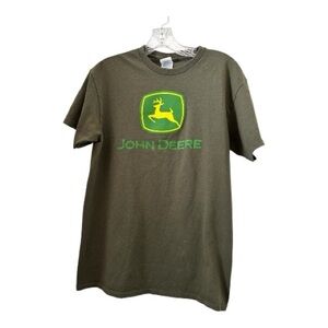 Delta Olive Green Short Sleeve Logo Tee with Yellow-Green Emblem M